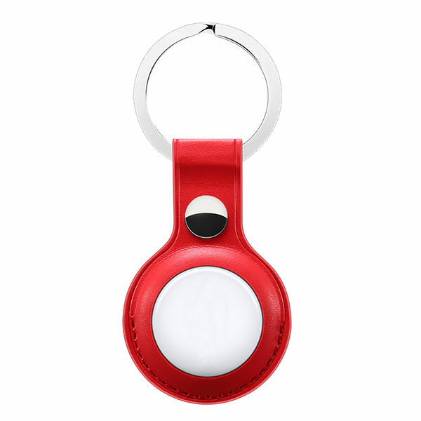 כיסוי דמוי עור לאייר טאג מחזיק מפתחות AirTag Key Ring בצבע אדום