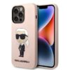 כיסוי אחורי מעוצב Karl Lagerfeld קרל לגרפלד ל-Iphone 14 Pro Max בצבע ורוד