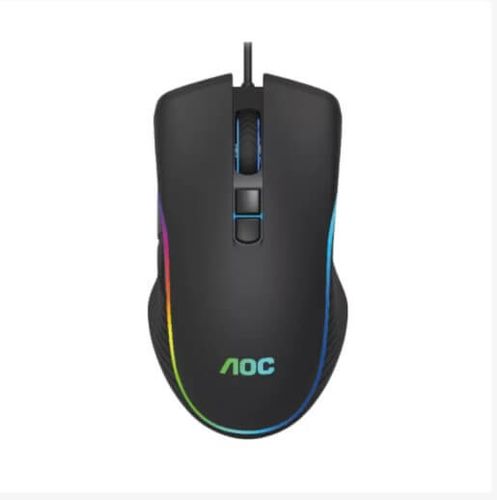 עכבר גיימינג AOC GM100 חוטי DPI2400 בצבע שחור עם תאורת RGB