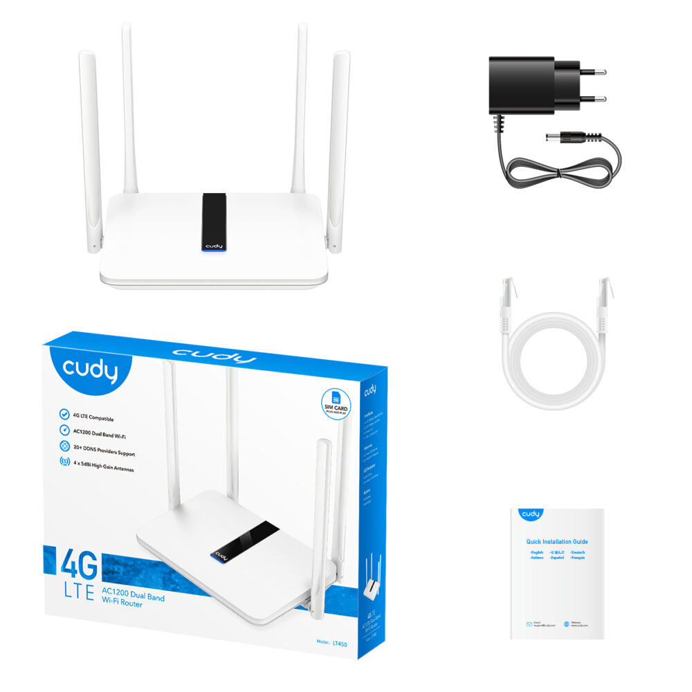 ראוטר אלחוטי עם מודם סלולרי Cudy LT450 AC1200 WiFi 4G LTE
