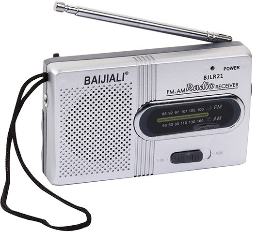 רדיו טרנזיסטור AM/FM נייד Baijiali R21 - צבע אפור