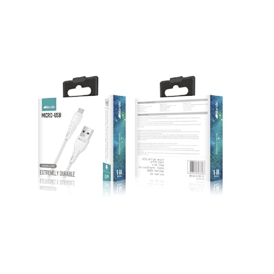 כבל USB A לחיבור Micro באורך 1.2 מטר Nordic