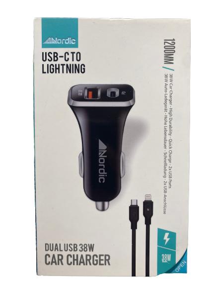 מטען רכב מהיר - C to IP 38W+USB