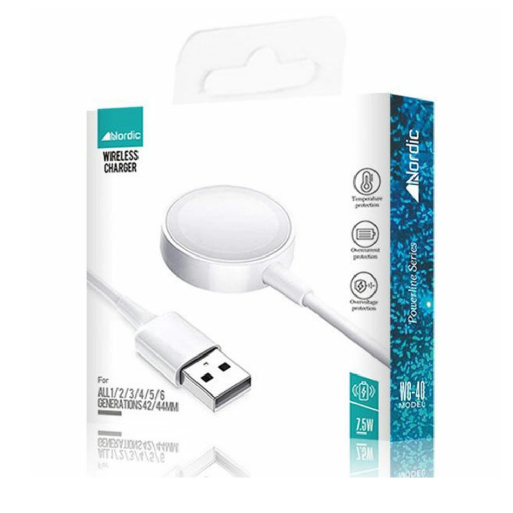 מטען אלחוטי לשעון Apple לבן USB-c Nordic