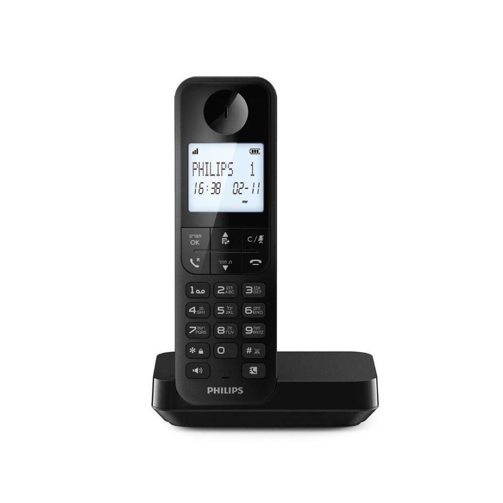 טלפון ביתי philips D2701 צבע שחור