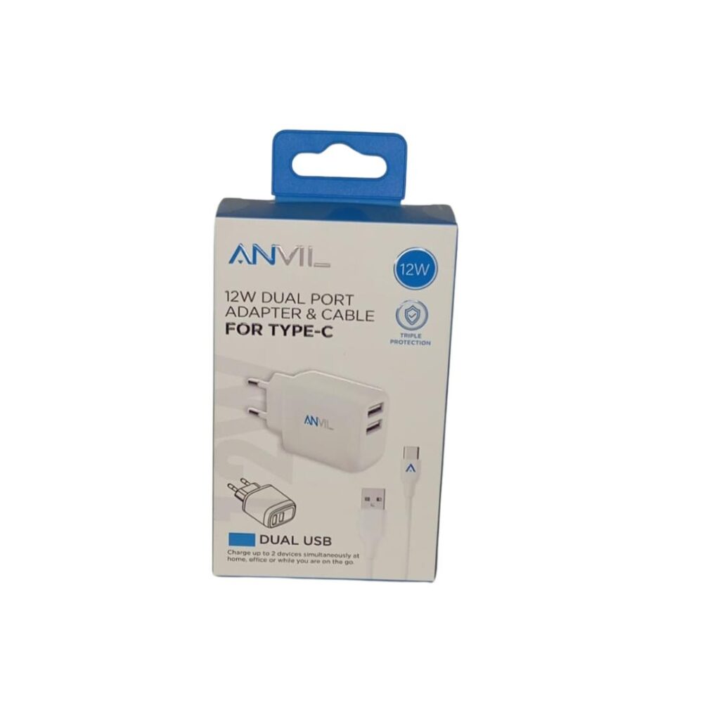 מטען ANVIL עם 2 חיבורים – כולל כבל USB -C